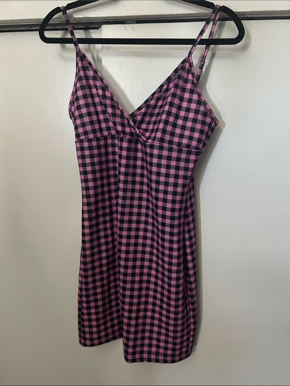 SHEIN Pink & Black Gingham Slip Dress